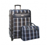 Набор: чемодан + сумочка Borgo Antico. 6093 blue-brown 20,5/14